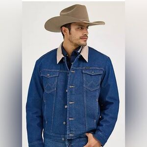 Wrangler Men’s Blanket Lined Insulated Denim Jacket with Corduroy Collar sz 42